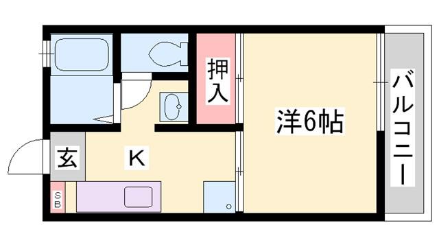 ヴィラ北平野I(1K/1階)の間取り写真