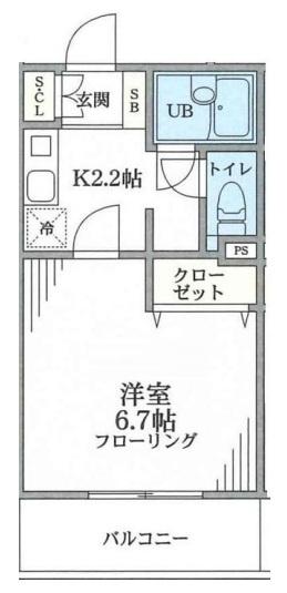 エクセレントアフィ横浜橋(1K/7階)の間取り写真