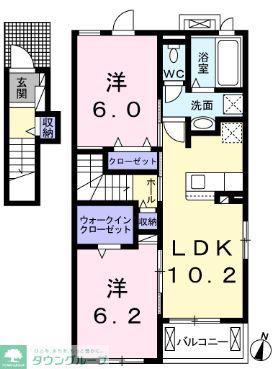 ソレアード(1LDK/2階)の間取り写真