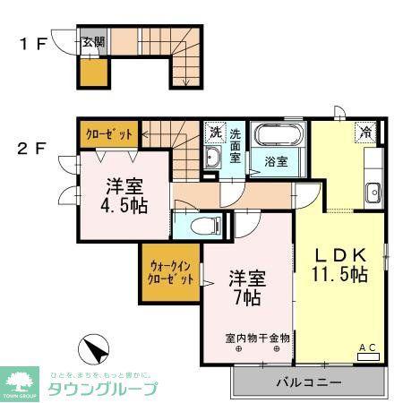 SUNSUN(2LDK/2階)の間取り写真