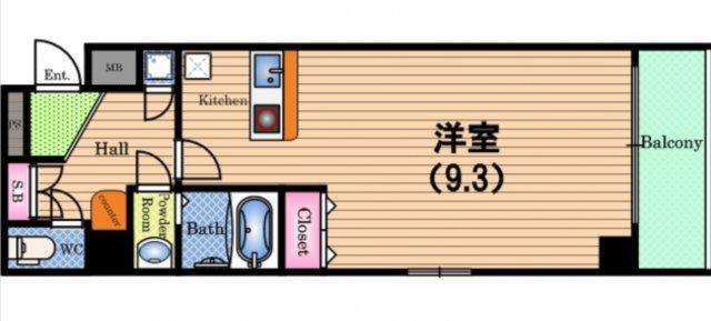 ブランドールM・西長堀(1K/2階)の間取り写真