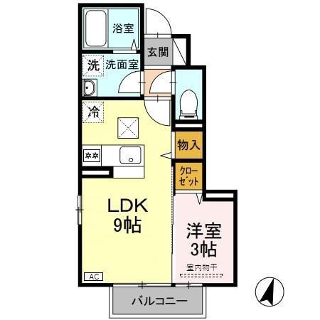 CASAフィオーレ(1LDK/1階)の間取り写真