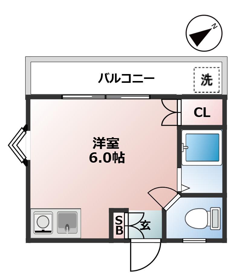 ミワハイツ(ワンルーム/2階)の間取り写真