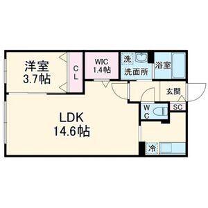 フラシア一社(1LDK/3階)の間取り写真