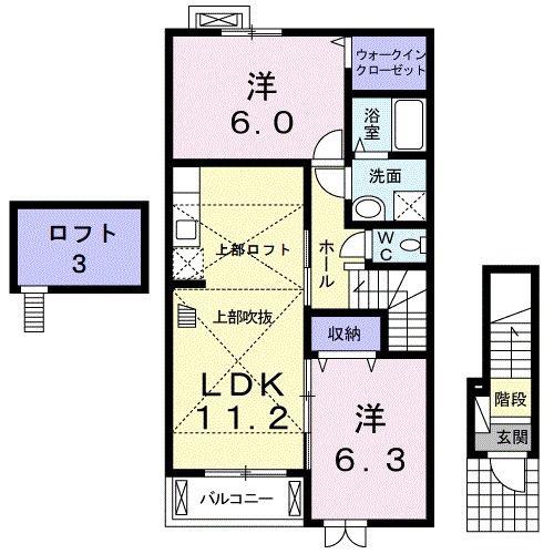 フロイデ KANAGEN I(2LDK/2階)の間取り写真