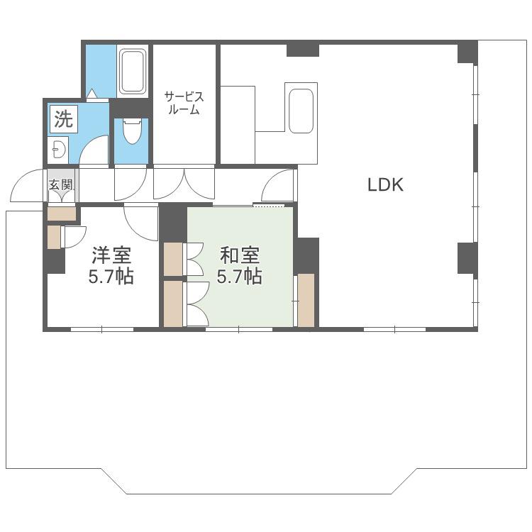 ヴァンヴェール医大前(2SLDK/9階)の間取り写真