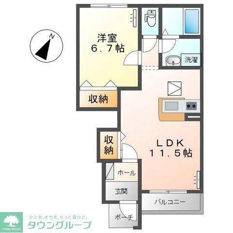 コンフォルトカーザ(1LDK/1階)の間取り写真
