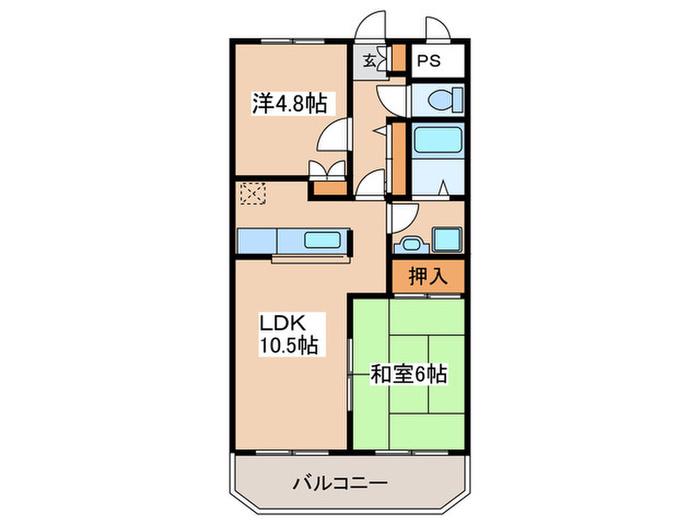 グランチェスタII(2LDK/1階)の間取り写真