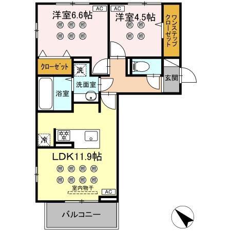 グランフォレ下南部(2LDK/3階)の間取り写真