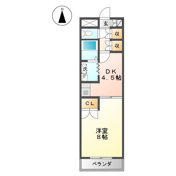 ベルカルムS(1DK/1階)の間取り写真