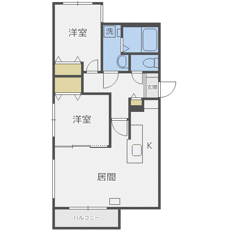 ブランシャールALAIN東札幌(2LDK/4階)の間取り写真