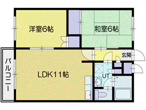 ベルヴィコート最上(2LDK/2階)の間取り写真