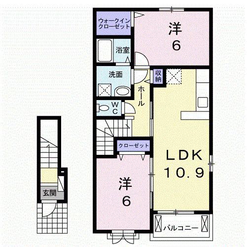 メゾンソレイユII(2LDK/2階)の間取り写真