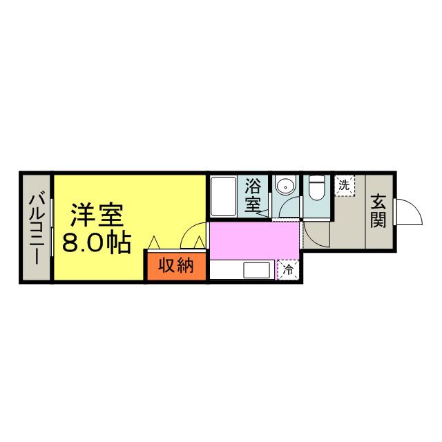 ルミエール鳥栖(1K/1階)の間取り写真