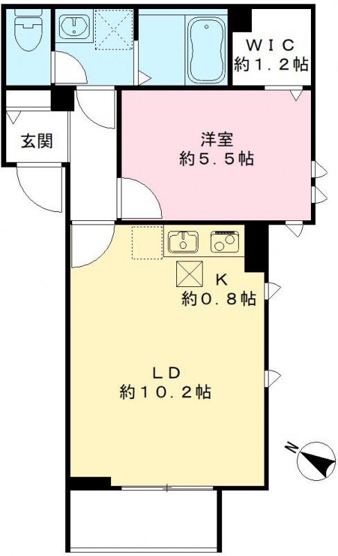 カームコートK(1LDK/1階)の間取り写真