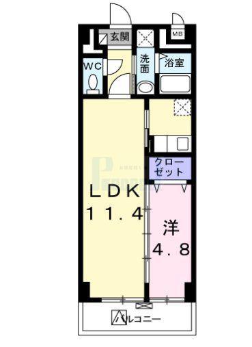 ベルデ東武練馬(1LDK/3階)の間取り写真