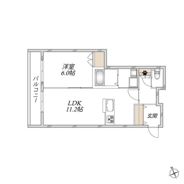 足立区島根メゾン(1LDK/3階)の間取り写真