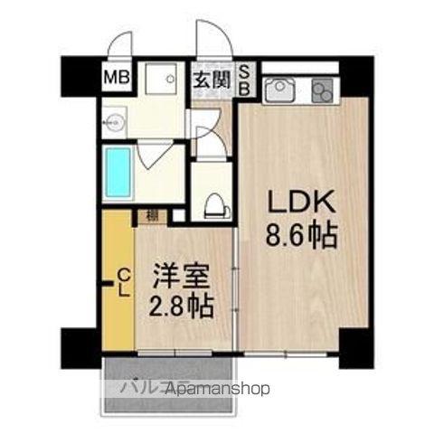 フロンティアタワー九条I(1LDK/2階)の間取り写真