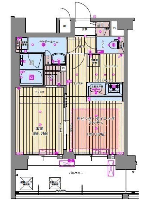 プレサンス福島ミッドエル(1LDK/12階)の間取り写真