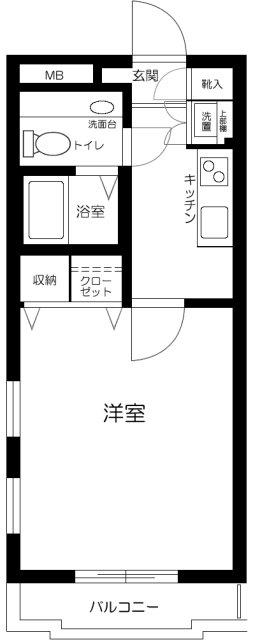 ガーデンクレスト1714(1K/1階)の間取り写真