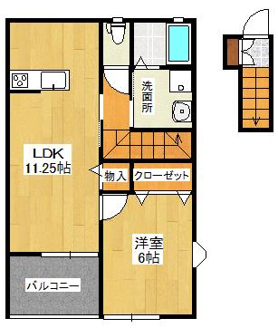 グランツ B(1LDK/2階)の間取り写真
