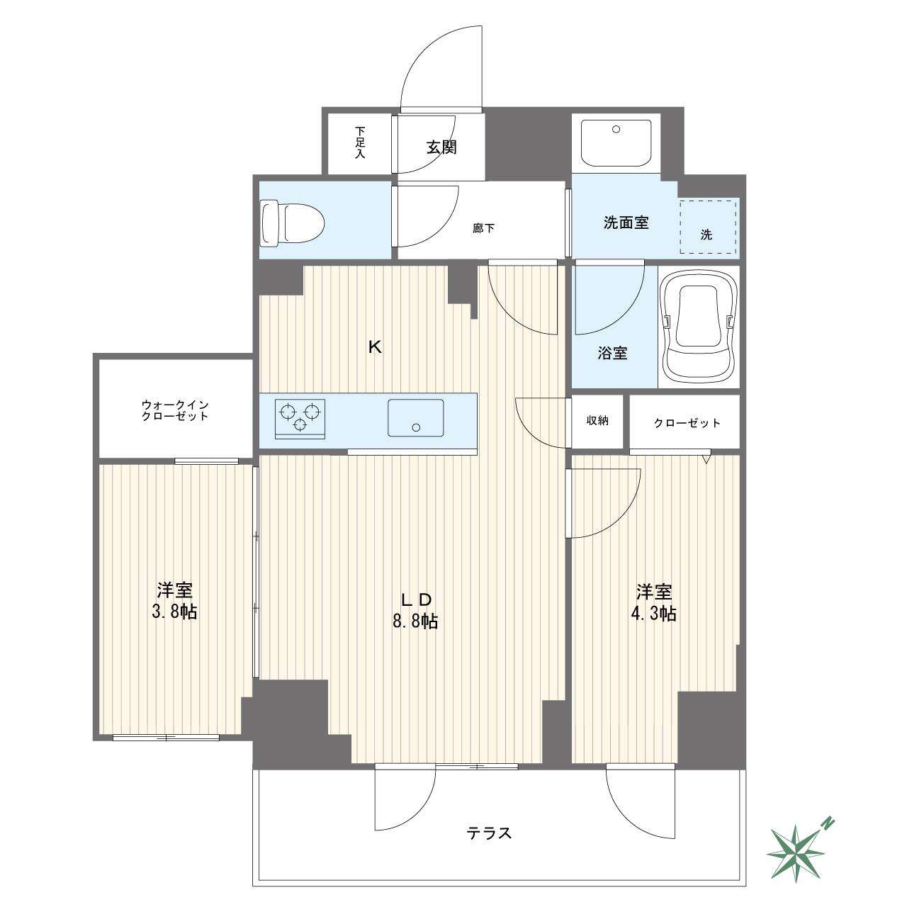 プライムネクサス雑色 ALBA COURT(2LDK/1階)の間取り写真