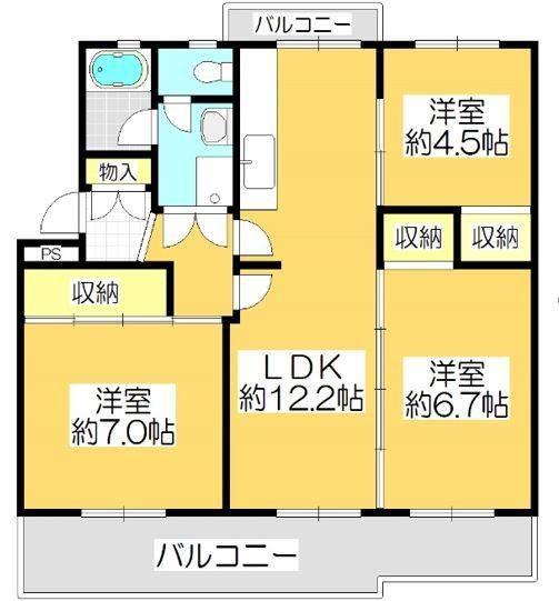 ヴィラナリー屋島 5号棟(3LDK/5階)の間取り写真