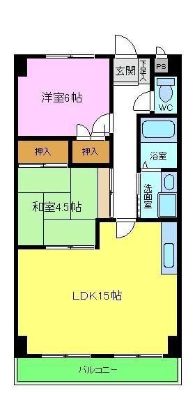 グミヒルズ(2LDK/5階)の間取り写真