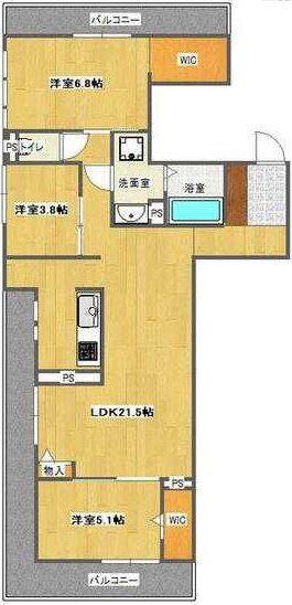 プルミエ室見(3LDK/2階)の間取り写真