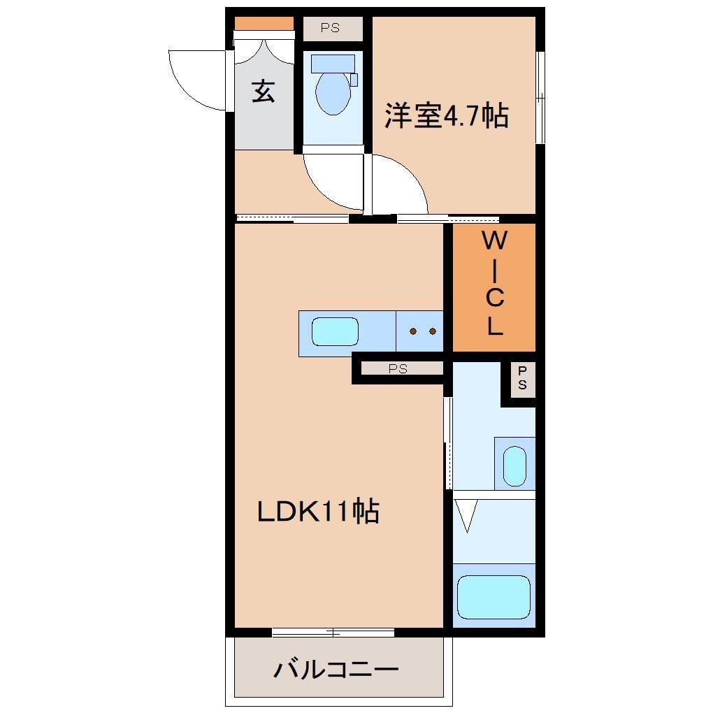 渡橋シャーメゾン(1LDK/1階)の間取り写真