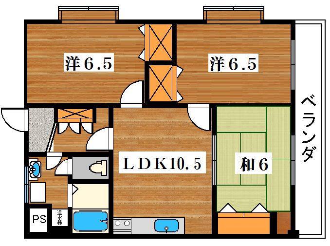グレードハイム田上(3LDK/5階)の間取り写真