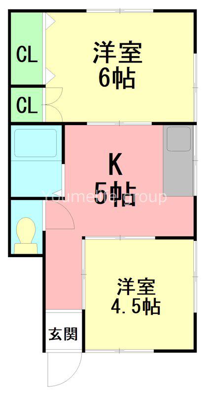 加藤アパート(2K/2階)の間取り写真