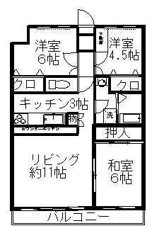 ペルル久留米西町(3LDK/8階)の間取り写真