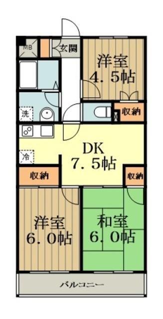 モナーク西小金井(3DK/1階)の間取り写真