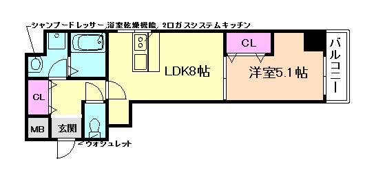 AQUA VILAGE(1LDK/3階)の間取り写真