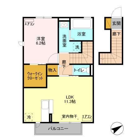 シルクガーデン(1LDK/2階)の間取り写真