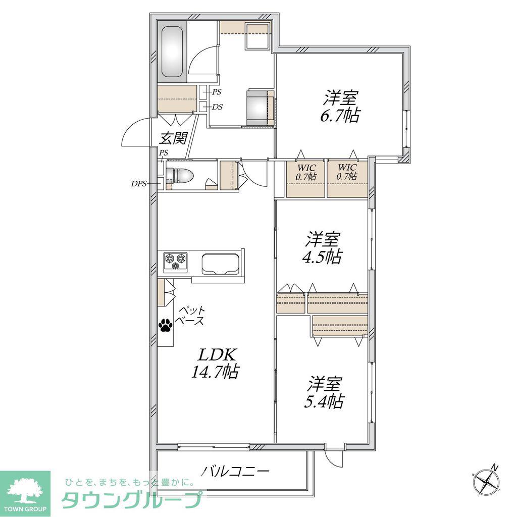 パレ新瑞(3LDK/2階)の間取り写真