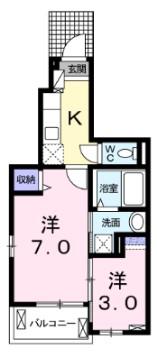 カーサプラシード(2K/1階)の間取り写真