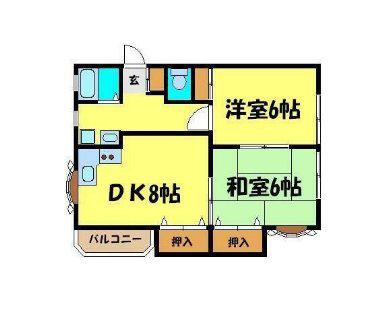 ストンフィールド鵠沼(2DK/2階)の間取り写真