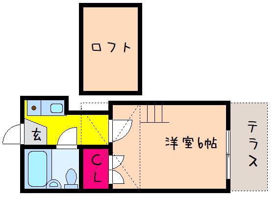 パレス島橋(1K/1階)の間取り写真