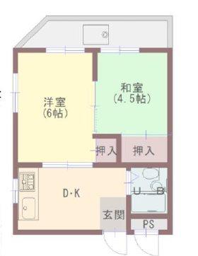 KMSコート(2DK/2階)の間取り写真