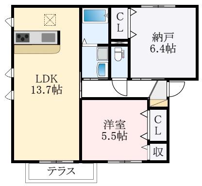 シャルムメゾン(1SLDK/1階)の間取り写真