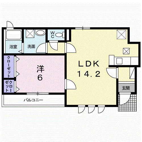 アウローラ(1LDK/1階)の間取り写真
