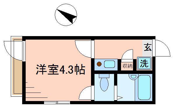 シャンテ西六郷(1K/1階)の間取り写真