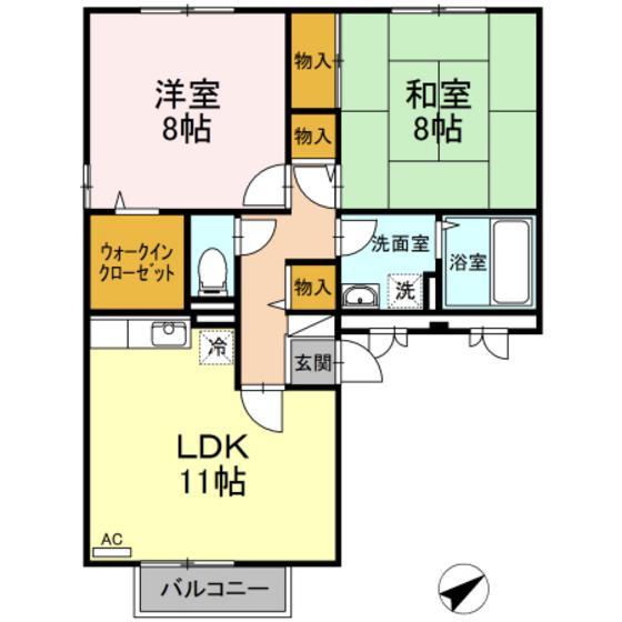 ラフィネ安芸(2LDK/3階)の間取り写真