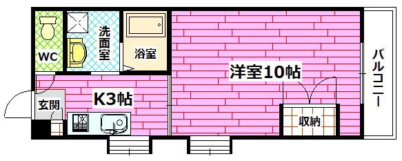 エミネンス海田(1K/4階)の間取り写真