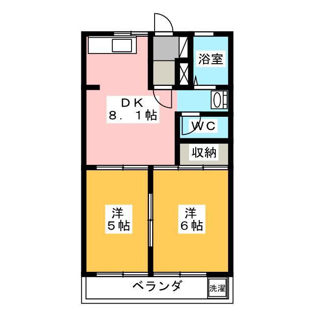 メゾンUセブンスター D(2DK/2階)の間取り写真