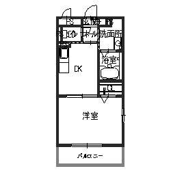 エバーグリーン若江岩田(1DK/1階)の間取り写真