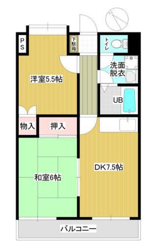 ガーデンサラス(2DK/3階)の間取り写真