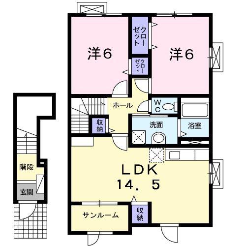 イタニティ-II(2LDK/2階)の間取り写真
